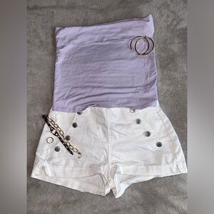 Blue Spice White High Waist Women's Shorts